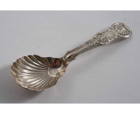 A VICTORIAN CADDY SPOON King's pattern (single struck), fluted bowl, initialled, probably by John Wright, Newcastle 1844;  4.