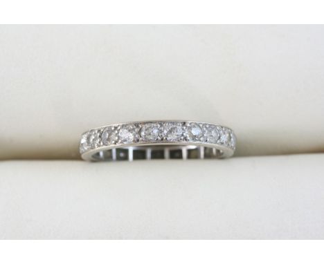 A DIAMOND FULL CIRCLE ETERNITY RING millegrain set with old brilliant-cut diamonds. Size R 1/2.