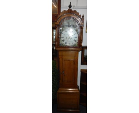 A GEORGE III OAK LONGCASE CLOCK, the painted dial signed "Daniel & Sons, Carmarthen and Neath" the arch painted with a landsc