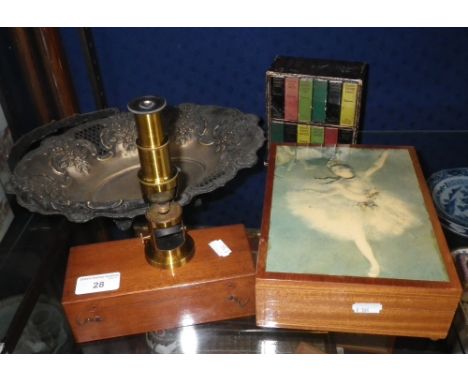 A BOXED STUDENT'S MICROSCOPE and other items