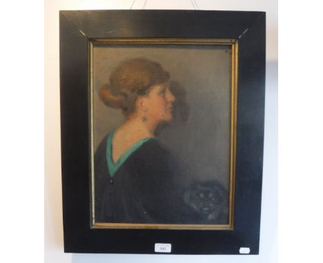 AN EARLY 20TH CENTURY OIL ON CANVAS PORTRAIT of a woman with a Pug dog, inscribed to the stretcher 'Miss Holmes - Court and B