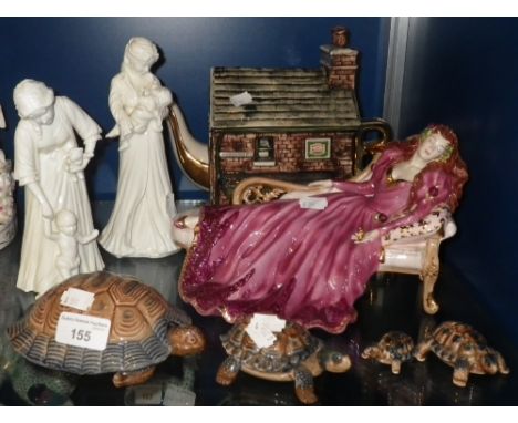 A ROYAL WORCESTER FIGURE 'First Steps', another similar 'Sweet Dreams', four Wade tortoises and similar ceramics (as lotted)