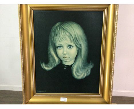TWO MID CENTURY PORTRAIT PRINTS,depicting girls, image size 49cm x 39cm, overall size 63cm x 53cm, framed, along with three o
