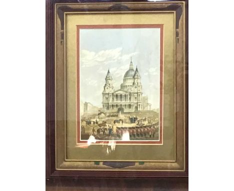 THE FUNERAL OF THE DUKE OF WELLINGTON 1852, a Baxter print, in a gilt slip and wood frame, 37cm x 31cm overall, along with a 
