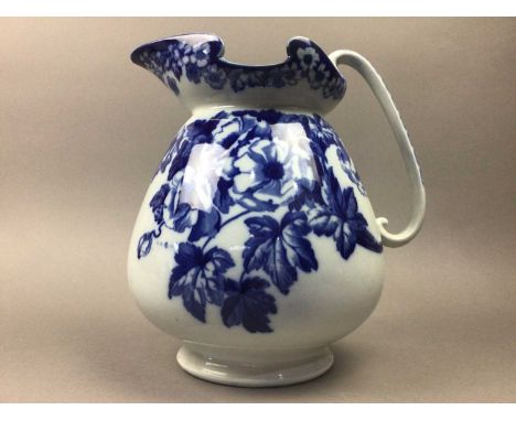 LOT OF 20TH CENTURY JAPANESE BLUE AND WHITE CERAMICS,to include two chargers and three dishes, along with a blue and white ch