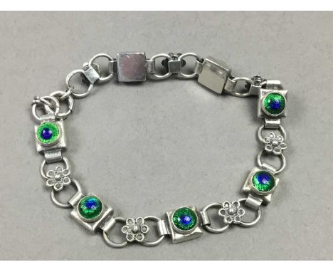 CONTINENTAL 800 SILVER ENAMEL BRACELET,9.5cm long
