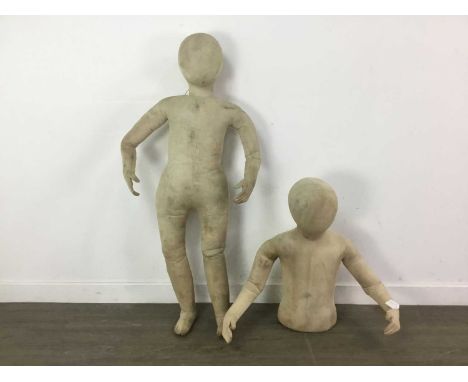 UNUSUAL VINTAGE CHILD CLOTH MANNEQUIN AND HALF-MANNEQUIN,the full mannequin 108cm high