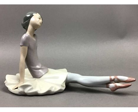 LLADRO FIGURE OF A BALLERINA,15cm high, along with four other Lladro figures, also a Royal Doulton Pretty Ladies Miniature fi