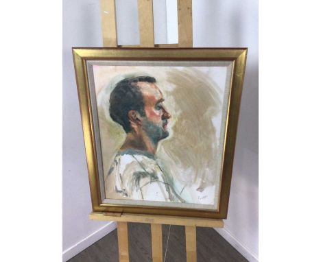 LOT OF SEVEN PORTRAIT STUDIES BY NAN BLAIR,each mounted, framed and under glass, along with an embroidered picture, the large