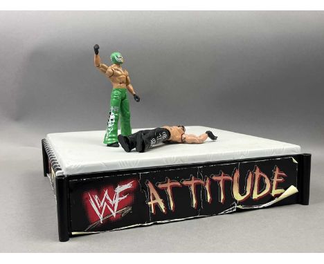 LOT OF VINTAGE WRESTLING FIGURES,loose, along with a wrestling ring