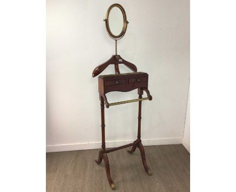 MAHOGANY VALET STAND,along with a floor lamp (2)