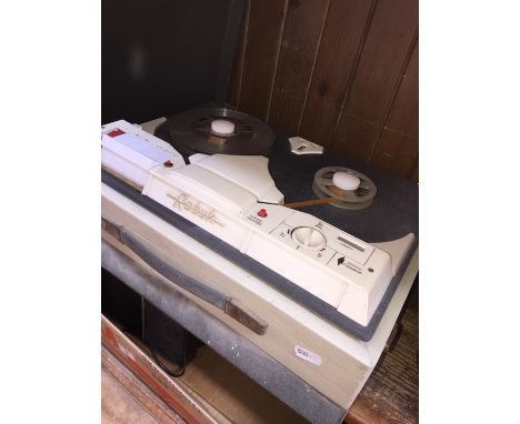 A vintage Robuk reel to reel tape recorder in original case. 