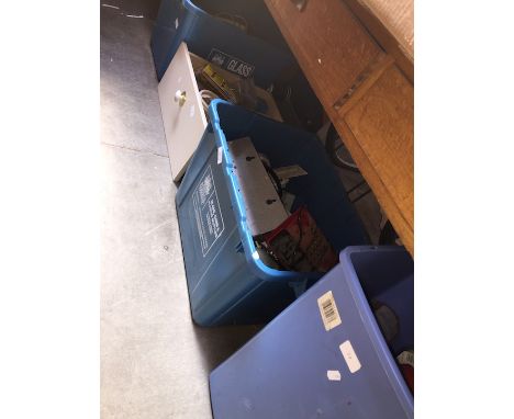 4 boxes of misc tools, electrics, paints, etc. 
