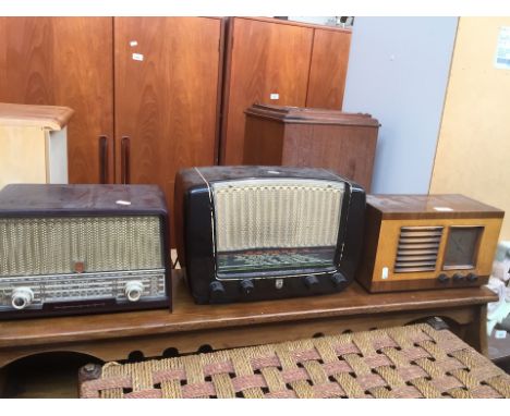 Three vintage radios comprising a Pilot 'Little Maestro', and two Philips - as found 