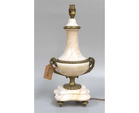 A Gilt Metal and Marble Lamp, 44cm high