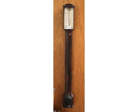 A George III Style Bowfronted Stick Barometer, 20th Century, 95cm high