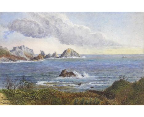 Follower of Albert Goodwin (1845-1932)Seascape with a rocky outcrop Bears signature, watercolour, together with a further two