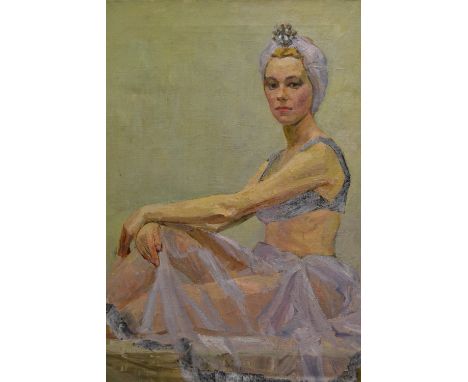 A. Kytamohob (Russian), oil on canvas, portrait of a seated dancer, signed Kytamohob, signed and inscribed verso and dated 19