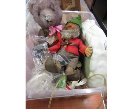 Steiff felt figure of a dwarf (at fault), Hermann teddy bear, quantity of space toys and a battery operated Christmas display