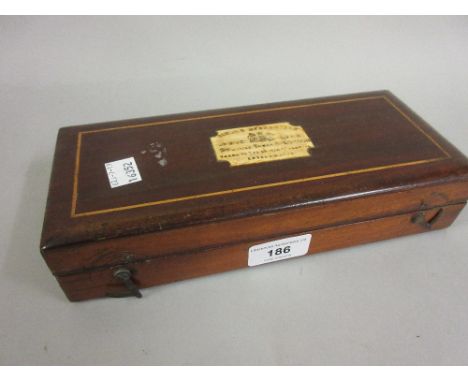 Late 19th / early 20th Century Sikes hydrometer in original mahogany inlaid case (lacking thermometer) 