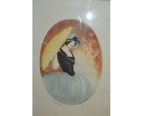 Nicol, pair of Art Deco oval mounted coloured engravings, portraits of ladies, gilt framed together with a quantity of other 