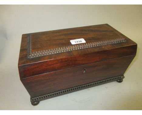 Regency mahogany tea caddy with glass mixing bowl 