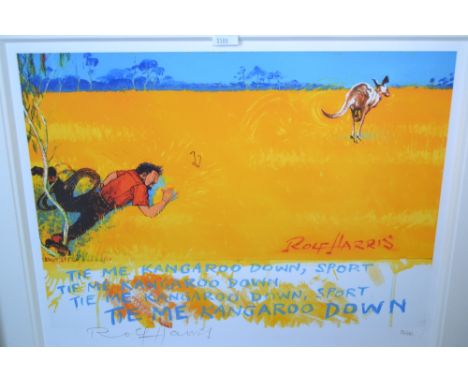 Rolf Harris, set of sixteen Limited Edition colour prints, illustrating his song ' Tie me Kangaroo Down ', each individually 