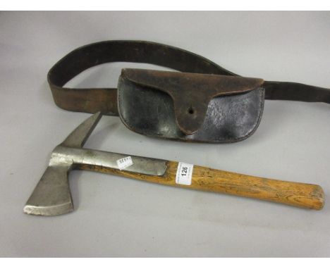 Gilpin 20th Century fireman's axe with belt and leather holder 