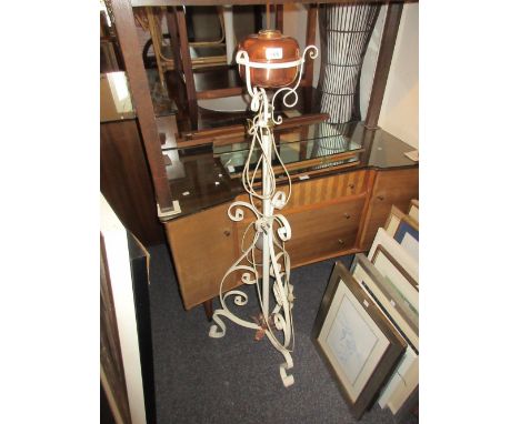 Wrought iron white painted lamp stand 