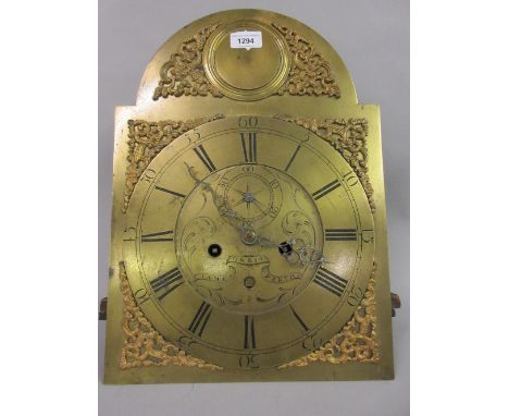 George III longcase clock movement, the brass dial with Roman and Arabic numerals, subsiduary seconds and date aperture, insc