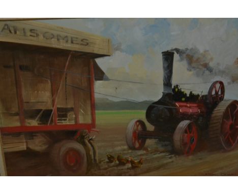 John Scarland, watercolour, steam traction engine, signed and dated '89, 7ins x 11ins, framed 