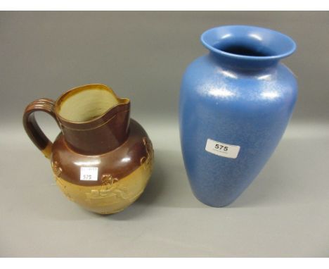 Poole Pottery baluster form vase together with a Doulton Lambeth harvest jug 