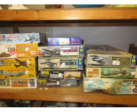 Quantity of various scale models including: Hasegawa, Heller and italeri 