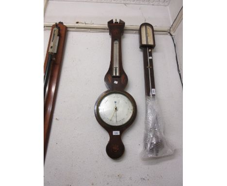19th Century shell inlaid wheel barometer, the silvered dial inscribed F. Pittorelli, Hatton Garden 