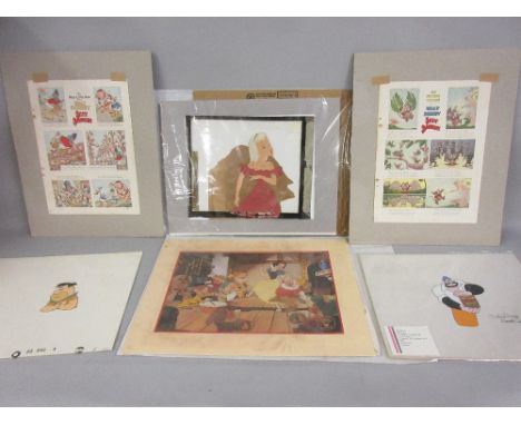 Two illustration cells for Fred Flintstone commercial and Brutus from Popeye, the latter signed by the animators, together wi