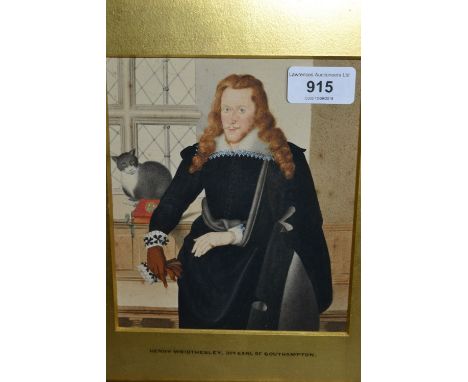 George Perfect Harding, watercolour, portrait of Wriothesley, 3rd Earl of Southampton, signed G.P. Harding, 6.75ins x 5.75ins