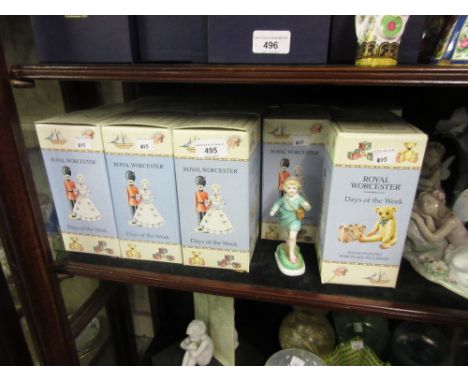 Set of fourteen Royal Worcester figures, boys and girls ' Days of the Week ' with original boxes 