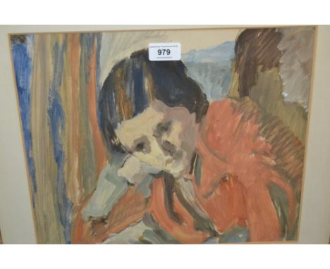 Attributed to Ronald Ossory Dunlop, a mixed media sketch of a lady in contemplation, inscribed verso ' Jean Shepeard by R.O. 