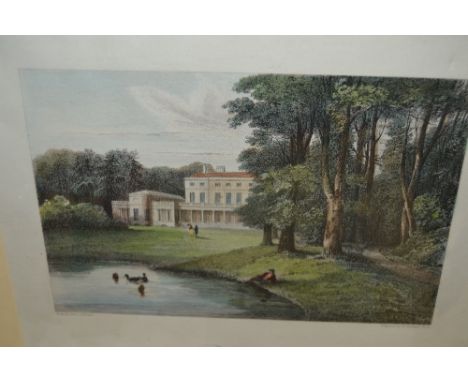 Quantity of ink drawings, mainly views of Surrey and Buckinghamshire, three coloured copper plate engravings, two oils on car