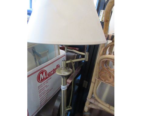 Modern brass standard lamp with brushed finish 