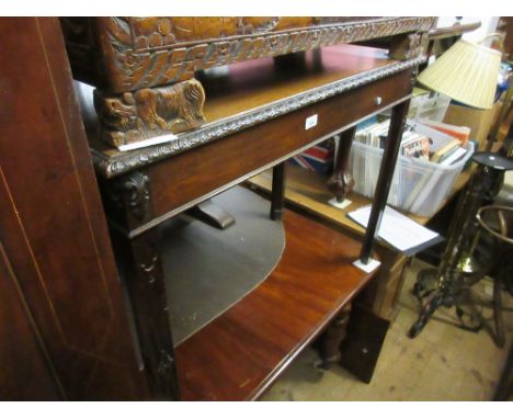 20th Century mahogany rectangular serving table in Chippendale style, the carved moulded top raised on blind fretwork chamfer