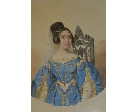 Franz Napoleon Heigel, watercolour, half length portrait of a lady seated on a chair, signed and dated 1834, 9ins x 7ins (som