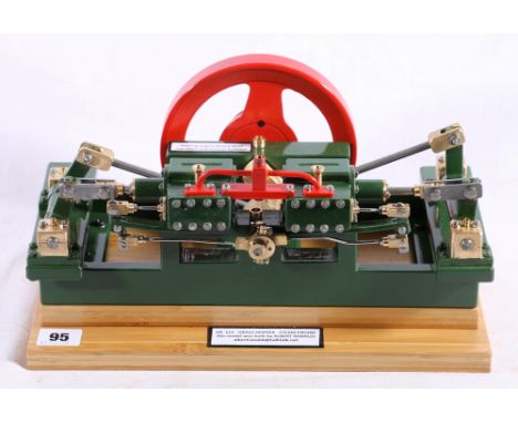 Model grasshopper steam engine (AR114) built by Albert Ranaldi, 33 cm long raised on wooden plinth base 33cm x 20cm 