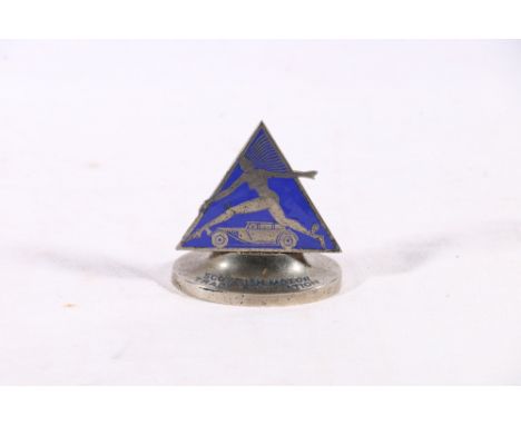 Scottish Motor Trade Association white metal and enamel car mascot or desk weight, the reverse stamped "Gen Sec D A Fairley C