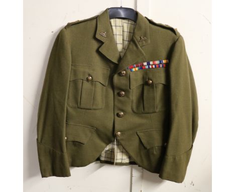 British Army dress uniform jacket having cotton lining with Gordon Highlanders brass buttons by Firmin and Sons of London, Eg