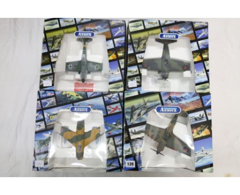 4 Franklin Mint Armour Collection 1:48 scale diecast metal aeroplane models including B11B577 Hurricane mk1 UK RAF 242 Canadi