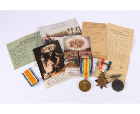 WWI trio comprising 1914 Mons star with clasp, war medal and victory medal to 9218 PTE G W CHESHIRE 2/OXF 7 BUCKS LI (Oxfords