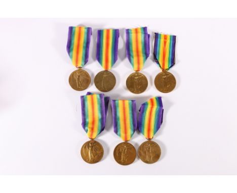 Seven WWI Victory medals to the following: 28769 PTE J STUART K O SCO BORD (King's Own Scottish Borderers); 153846 SPR J ELLI