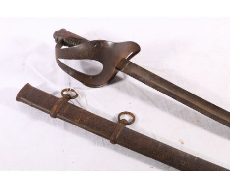 A 19th century Prussian Cavalry Troopers sword, the curved fullered blade stamped to the ricasso "S &amp; K" for Schnitzler &