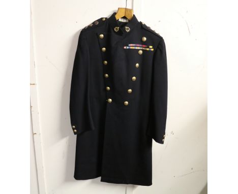 British Army dress uniform jacket or greatcoat having Hawkes & Co of Piccadilly label "Maj W E Hudleston" with Royal Army Med